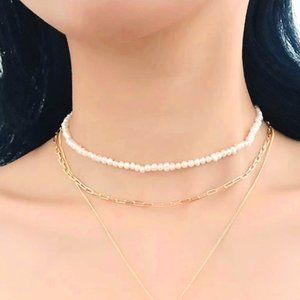 Tiny Natural Baroque Pearls Choker Real Gold Necklace S925 Silver